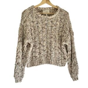 Jessica Simpson Women's Medium Beige Brown Knit Pullover Sweater Cozy Casual‎